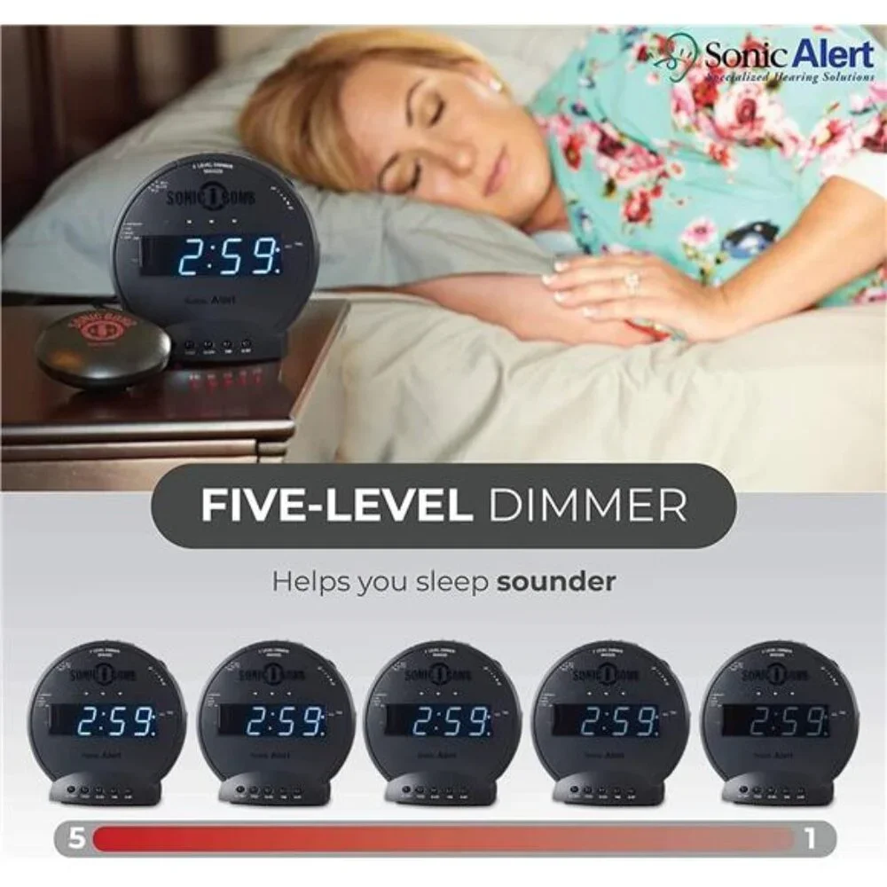 Extra Loud Alarm Clock with Bed Shaker Vibrating Sonic Bomb Heavy Sleepers